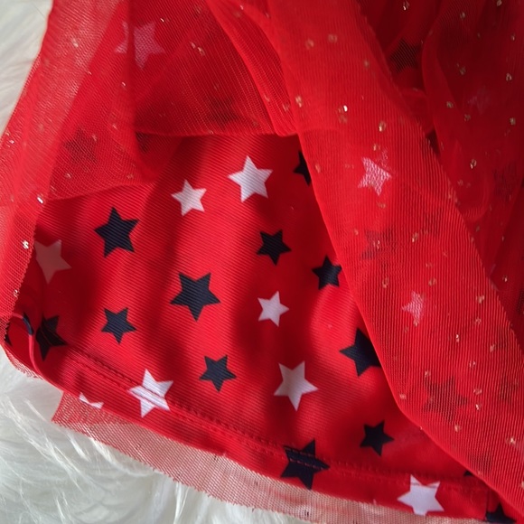 Boutique Red White & Blue Stars with Tulle Skirt 4th of July Holiday Size S or 6 - Picture 3 of 5